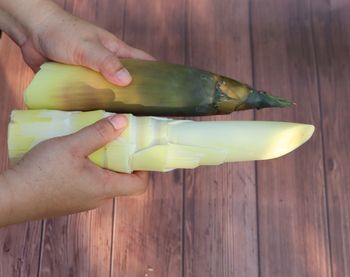 Cropped hand of man holding knife