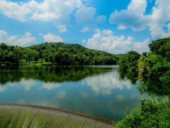 Scenic view of lake against sky