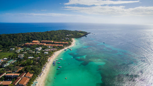 High angle view of sea against sky