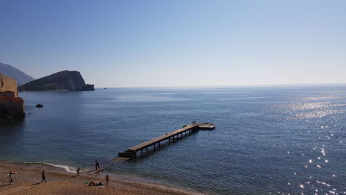 Scenic view of sea against clear sky