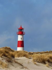 Low angle view of lighthouse against sky