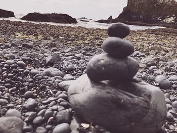 Close-up of pebbles on beach