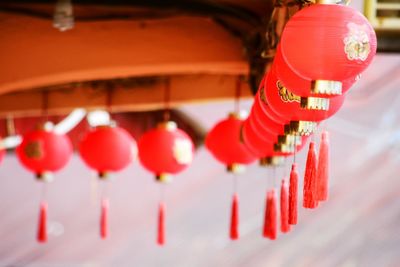 Low angle view of red lanterns