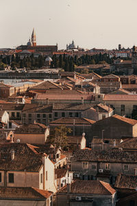 High angle view of townscape against sky