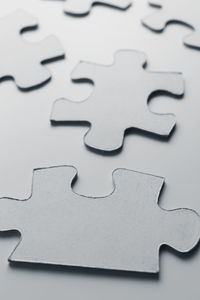 Jigsaw puzzle piece on table