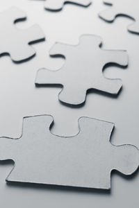 Puzzle pieces against white background