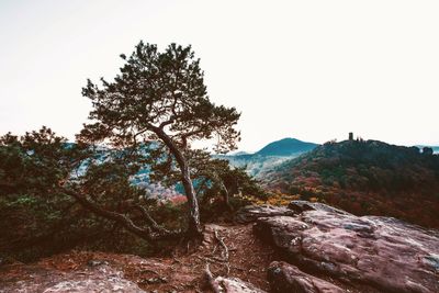 Scenic view of mountains against clear sky
