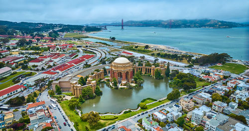 High angle view of buildings in city