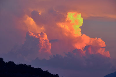 Low angle view of dramatic sky during sunset