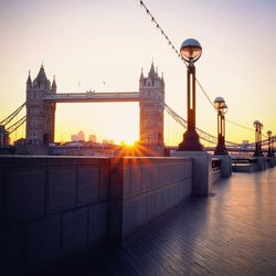 Suspension bridge at sunset