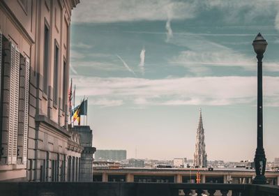 Low angle view of buildings against sky in city