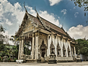 Low angle view of temple against sky