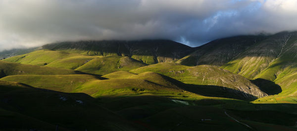 Scenic view of mountains against sky