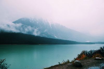 Scenic view of lake against sky