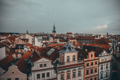 High angle view of townscape against sky