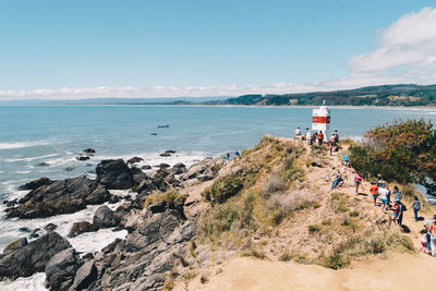 Scenic view of beach against sky