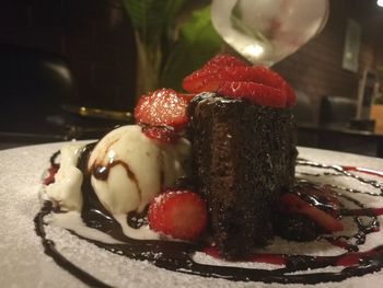 Close-up of ice cream in plate