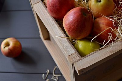 Close-up of apples in container