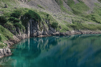 Panoramic view of rocks in sea