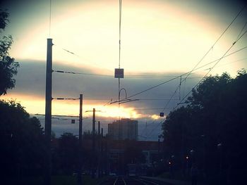 Electricity pylon at sunset