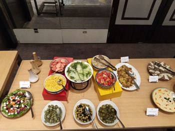 High angle view of food on table