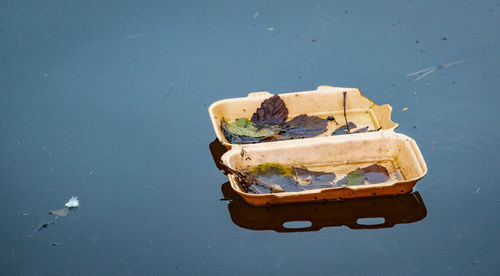 Close-up high angle view of container