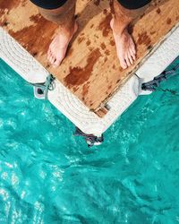 High angle view of man in swimming pool