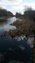 Scenic view of lake against sky