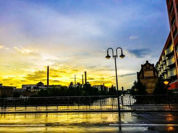 View of cityscape at sunset