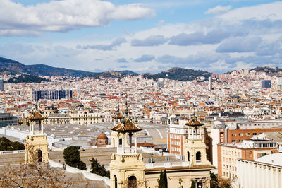 High angle view of buildings in barcelona 