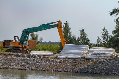 Construction site against clear sky