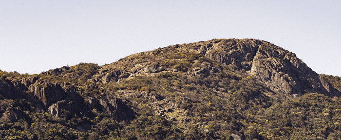 Rock formations on landscape against clear sky