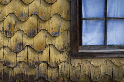 Full frame shot of weathered window