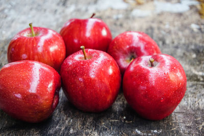 Close-up of apples on table