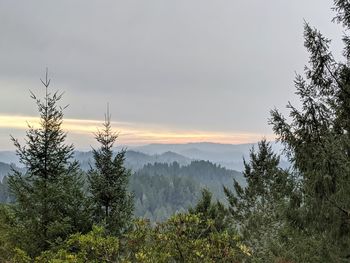 Scenic view of mountains against sky during sunset