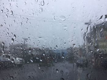 Full frame shot of raindrops on glass window