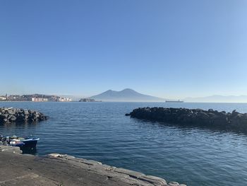 Scenic view of sea against clear sky