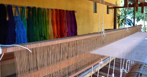 Clothes drying on railing