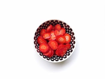 Directly above shot of strawberry over white background