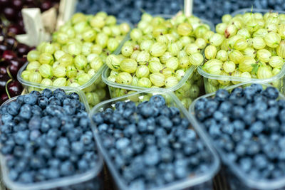 High angle view of fruits for sale in market