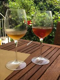 Close-up of wineglass on table