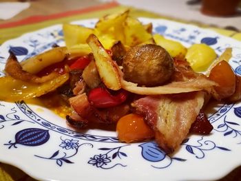 Close-up of food in plate on table