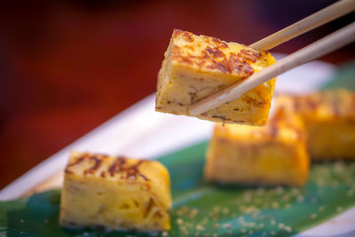 Close-up of bread in plate