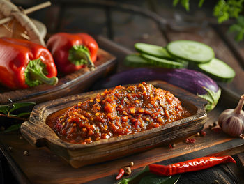 Close-up of food on table