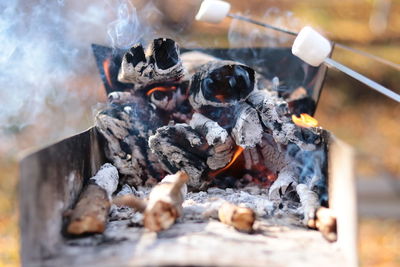 Close-up of fire pit