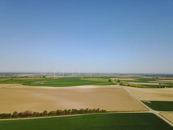 Scenic view of field against clear sky