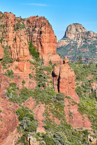 Low angle view of rock formations