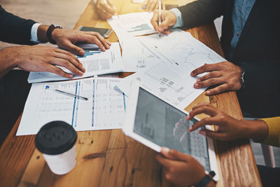 Business colleagues working on table