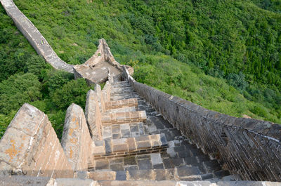 High angle view of the great wall footpath