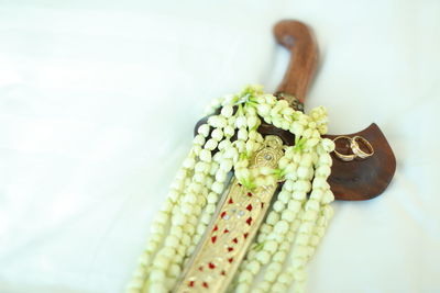 High angle view of vegetables on table against white background